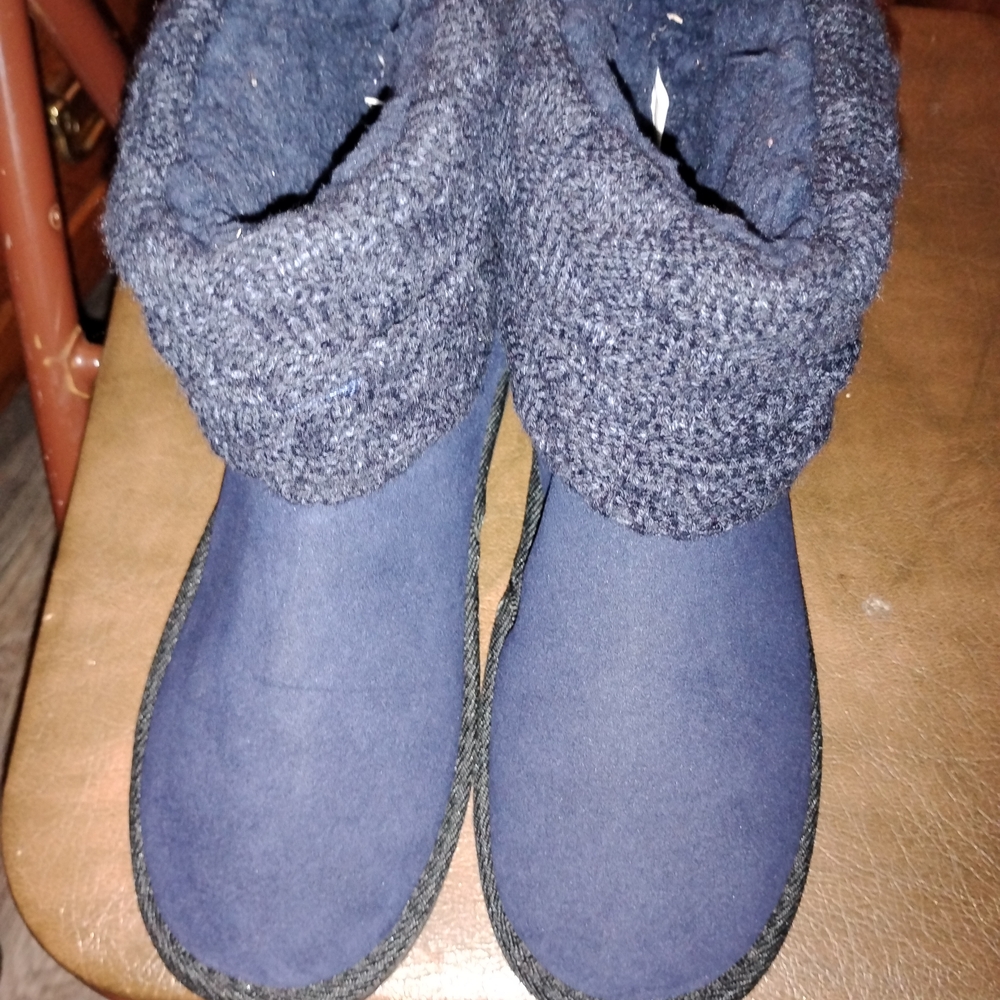 Muk Luks Dark Blue Knit Cuff Boots